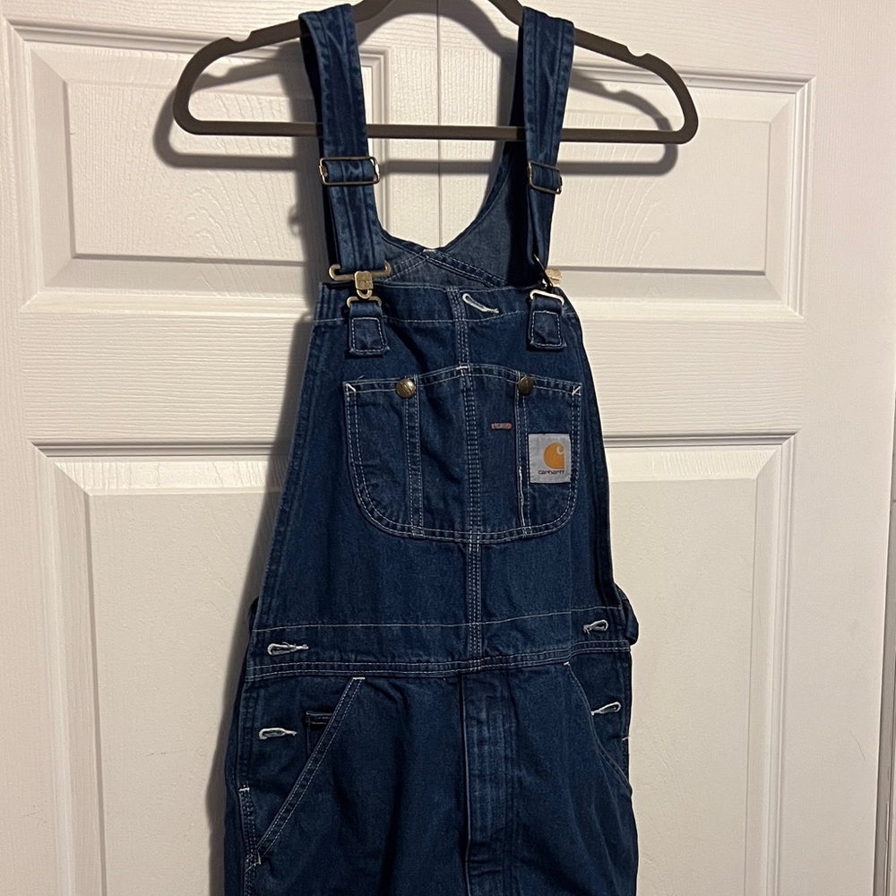 Carhartt Dark Blue Denim Bib Overalls